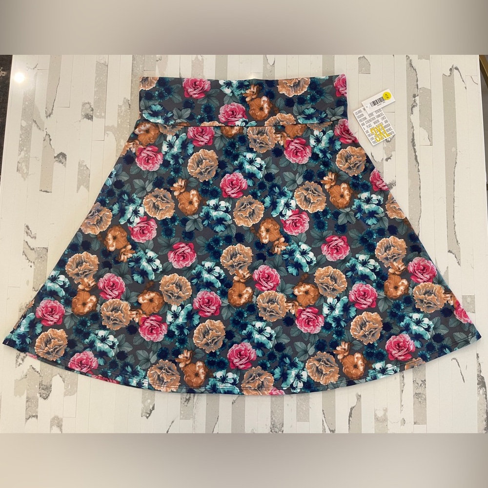 LulaRoe NWT Skirt Sz 3XL Floral Multi-Colorful Stretch A-Line Pull-on
